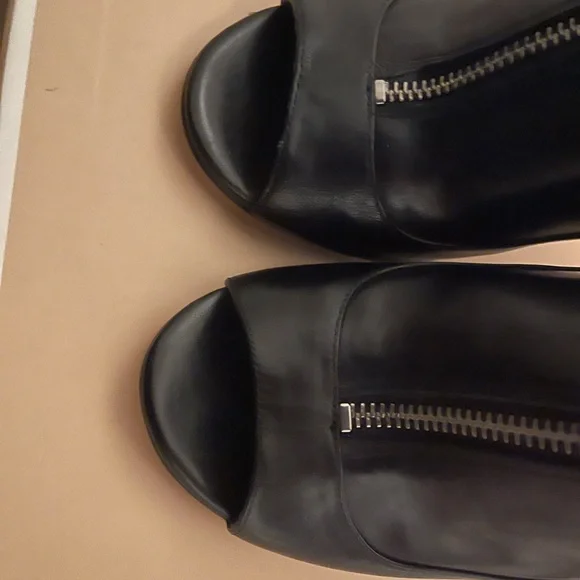 Michael Kors Black Leather Open-Toe Zip Ankle Booties - Picture 8 of 8